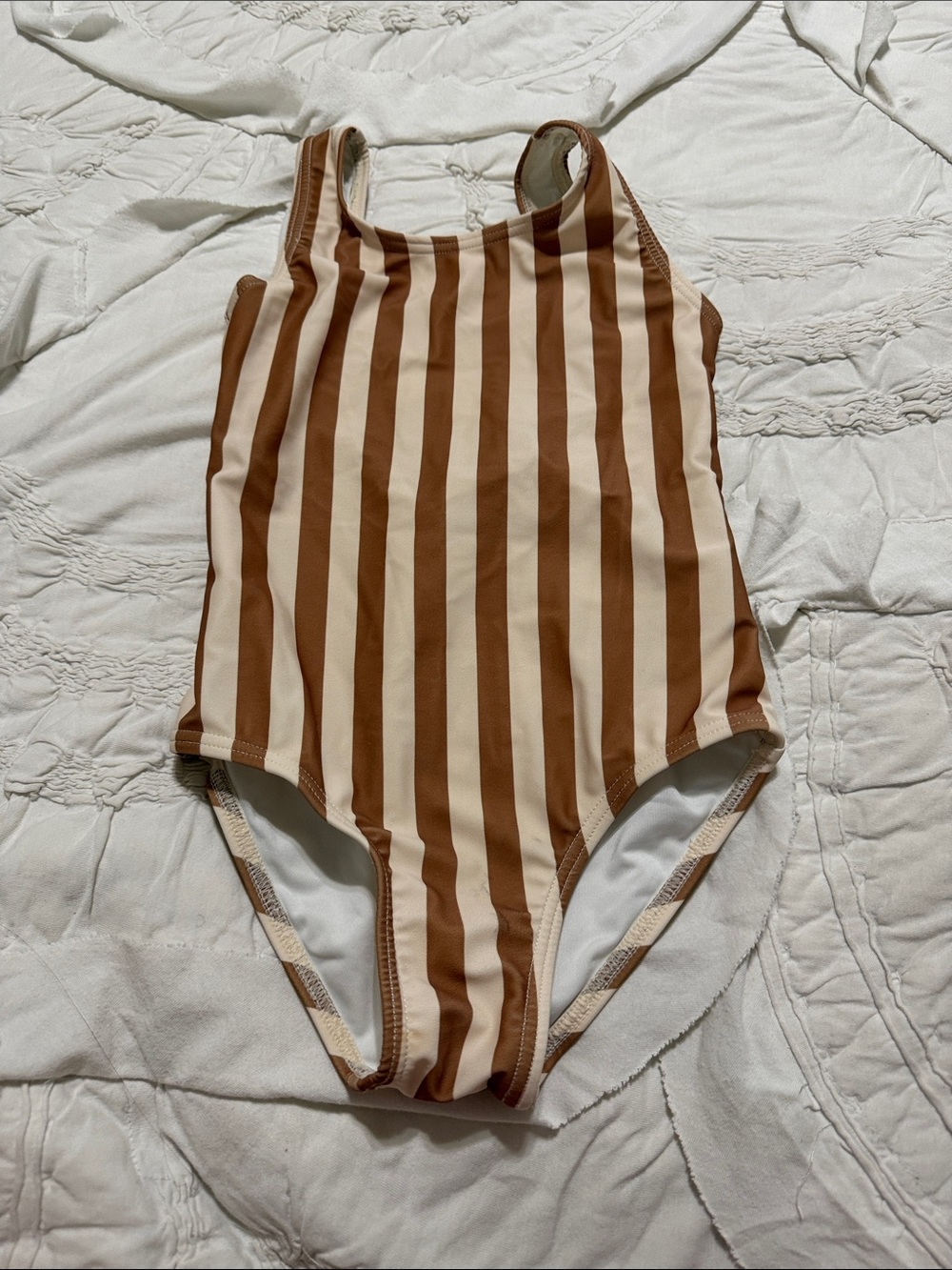 Rylee + Cru Brown and Cream Striped One-Piece